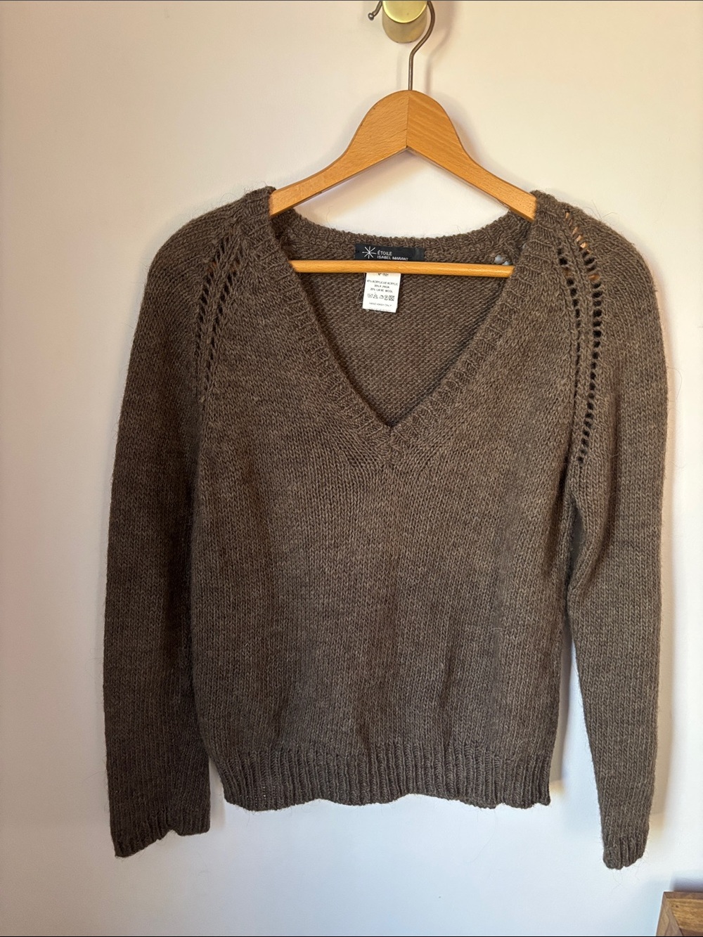 Isabel Marant Taupe V-Neck Knit Sweater